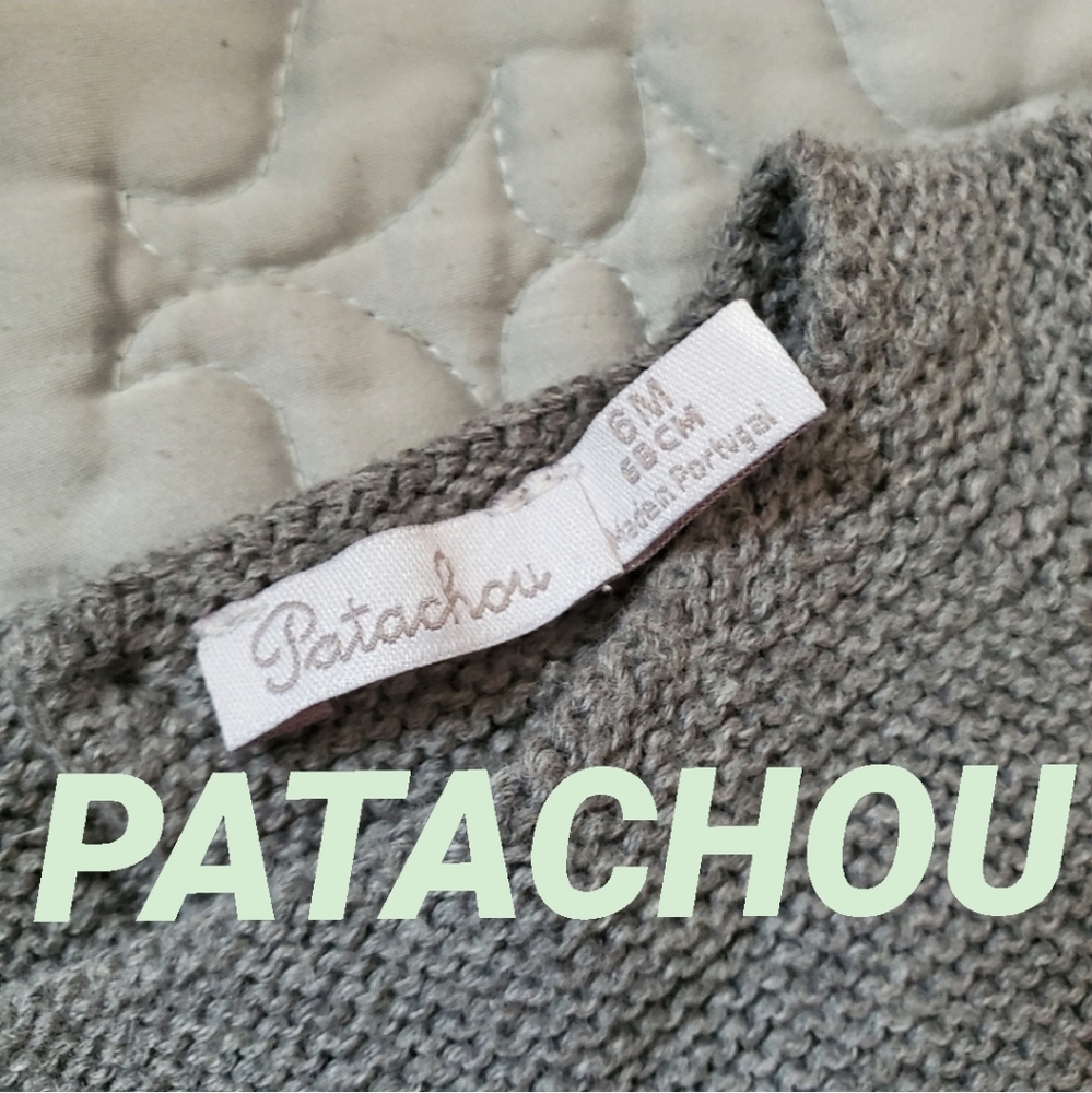 Patachou gray knit long sleeve footies onesie
